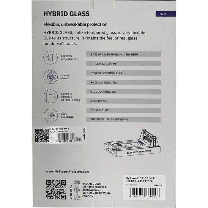 Folie protectie pentru telefon MYSCREEN Hybrid Glass Clear Dry, transparent WALTI