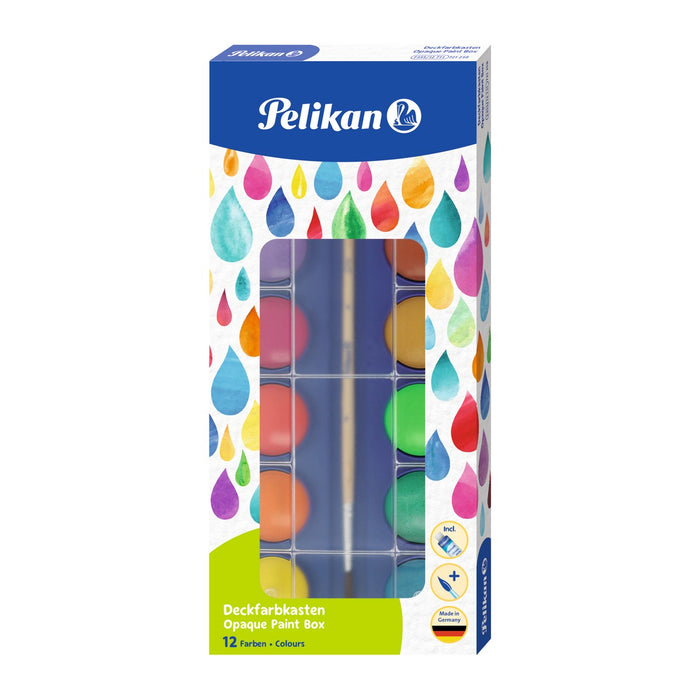 Pelikan Acuarele 12 Culori + Alb de Zinc + Pensula WALTI