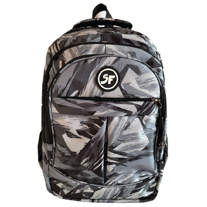 SCHOOL FRIENDLY Ghiozdan 4 Fermoare Camuflaj Negru WALTI