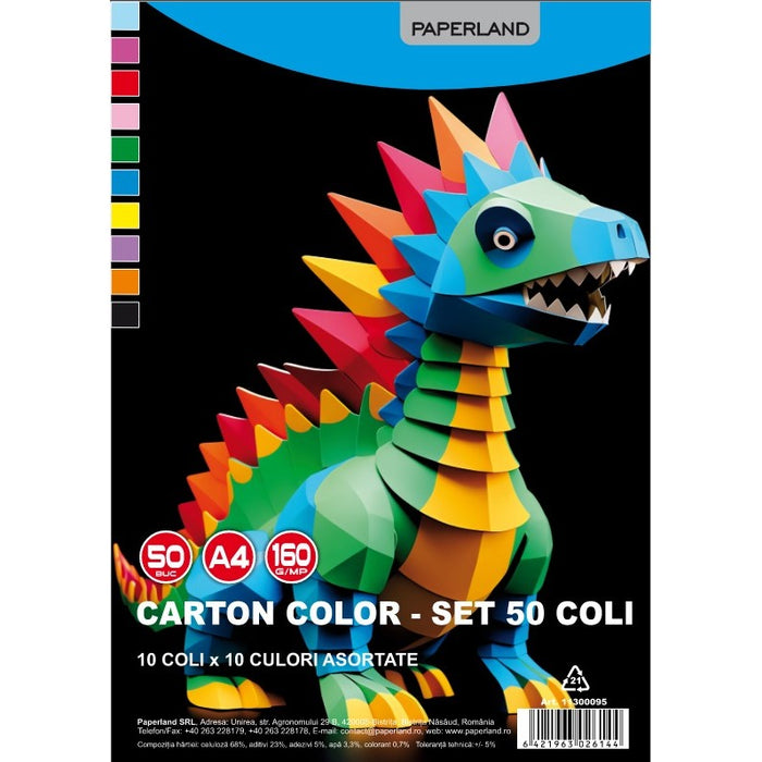 PAPERLAND Set 50 Coli Carton Colorat 10 Culori WALTI