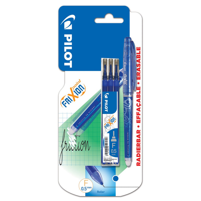 PILOT Frixion Roller Point 0,5 mm + 3 Rezerve Cerneala Albastra WALTI