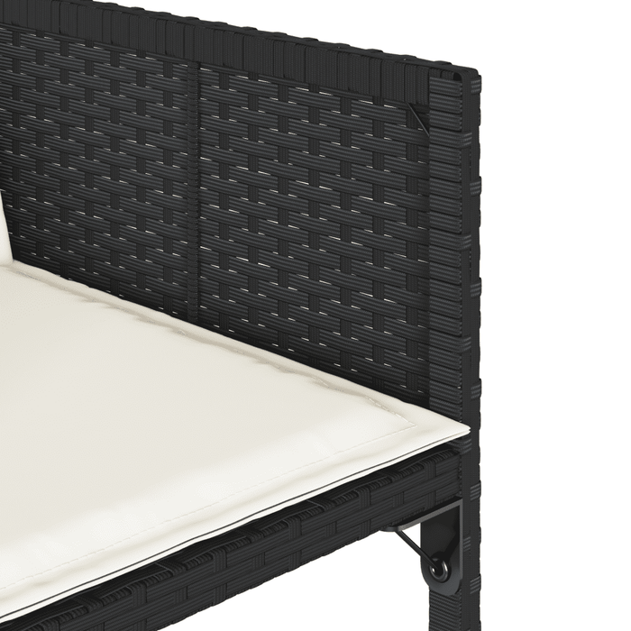 Set mobilier de grădină cu perne, 17 piese, negru, poliratan WALTI