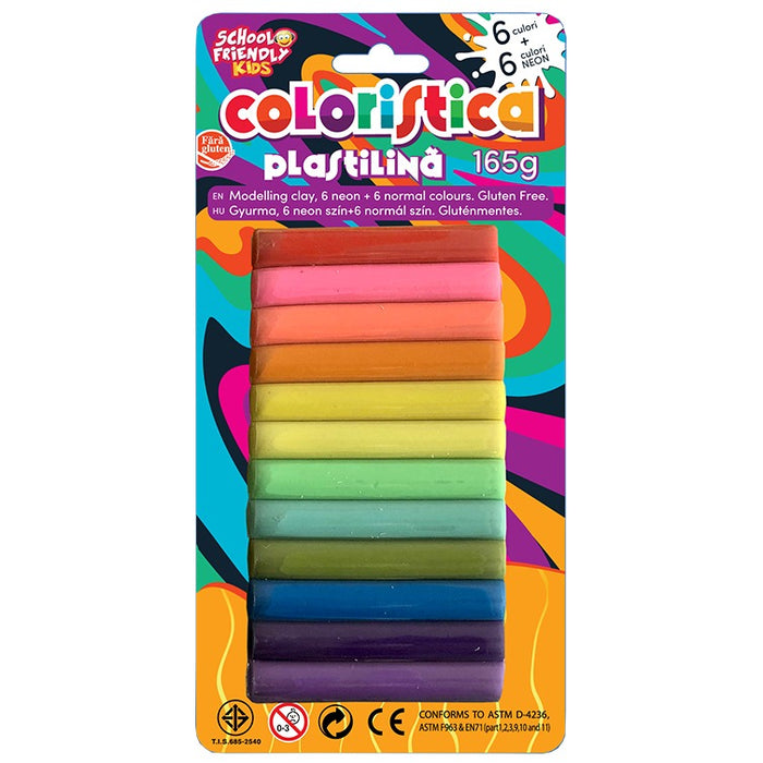 SCHOOL FRIENDLY COLORISTICA Plastilina 12 Culori 171 g WALTI