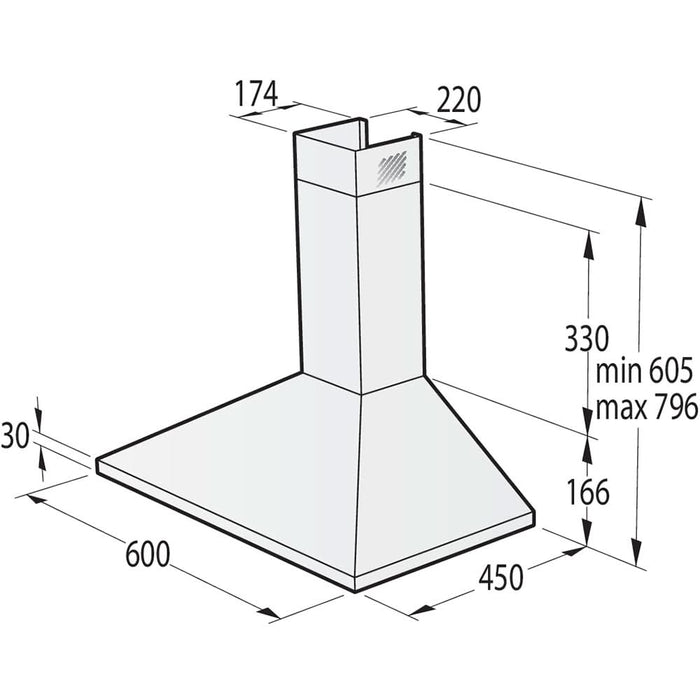 Hota decorativa GORENJE WHC629E4X, 1 motor, 450 m3/h, L 60 cm, inox WALTI