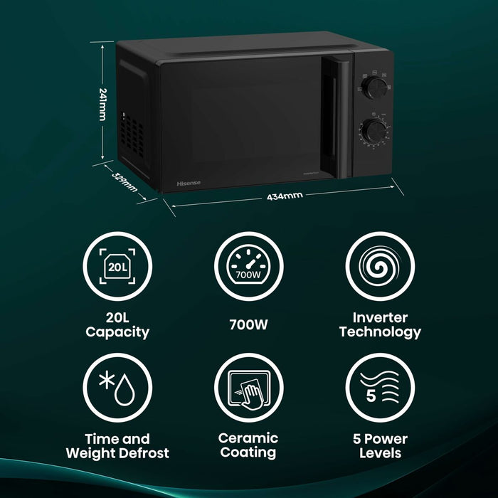 Cuptorul cu Microunde Hisense H20MOBP1HI Negru 700 W 20 L - WALTI WALTI