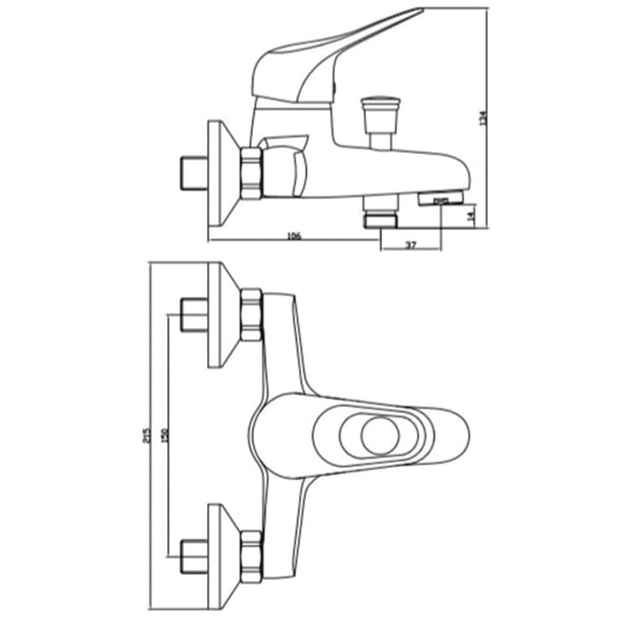 SCHÜTTE Baterie mixer de duș și cadă "PORTO", crom WALTI