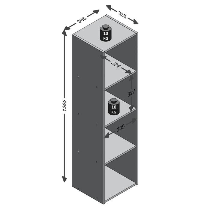 FMD Raft vertical cu 4 compartimente, alb - WALTI WALTI