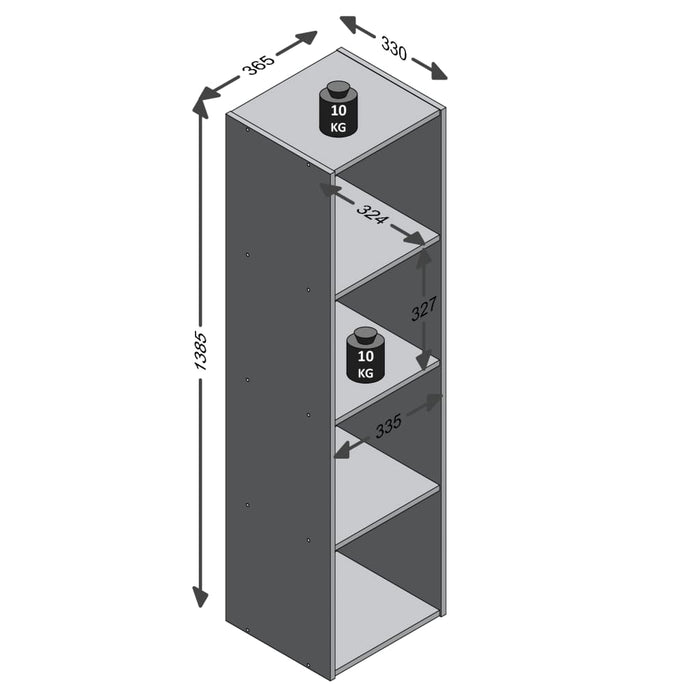 FMD Raft vertical cu 4 compartimente, gri beton - WALTI WALTI