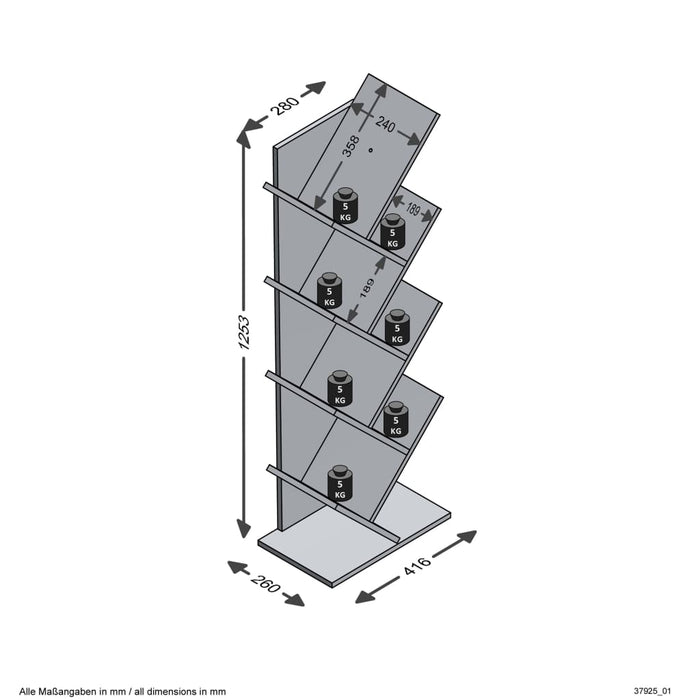 FMD Bibliotecă geometrică verticală, alb - WALTI WALTI