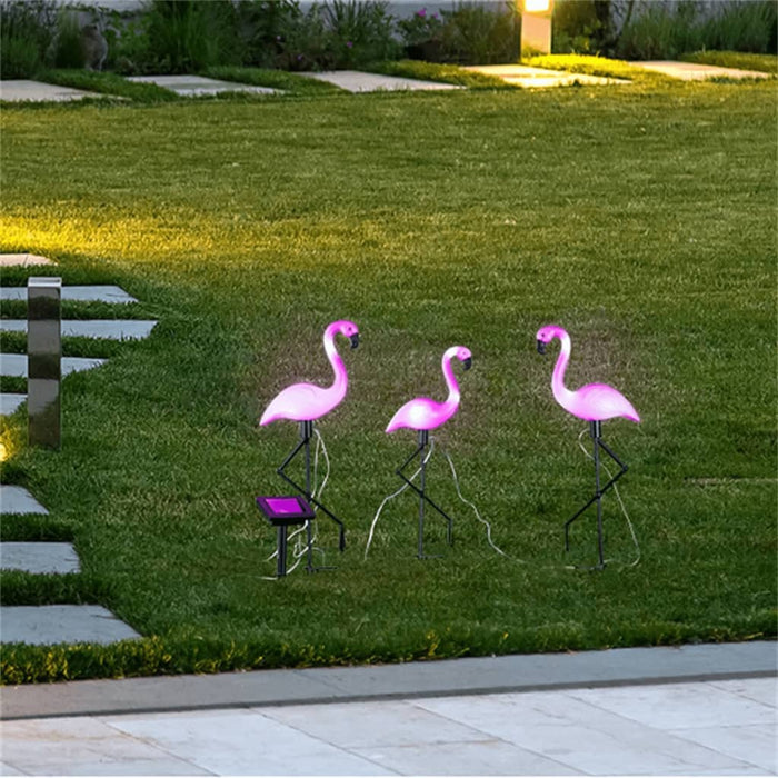 HI Lampă solară de grădină cu LED și țăruș, flamingo, 3 buc. - WALTI WALTI