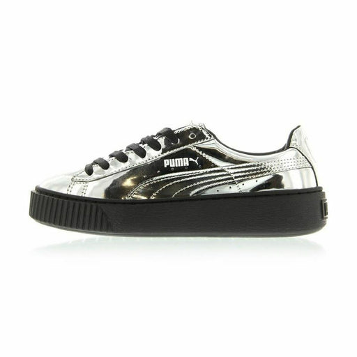 Pantofi sport pentru femei Puma Basket Platform Metallic  Gri deschis - WALTI