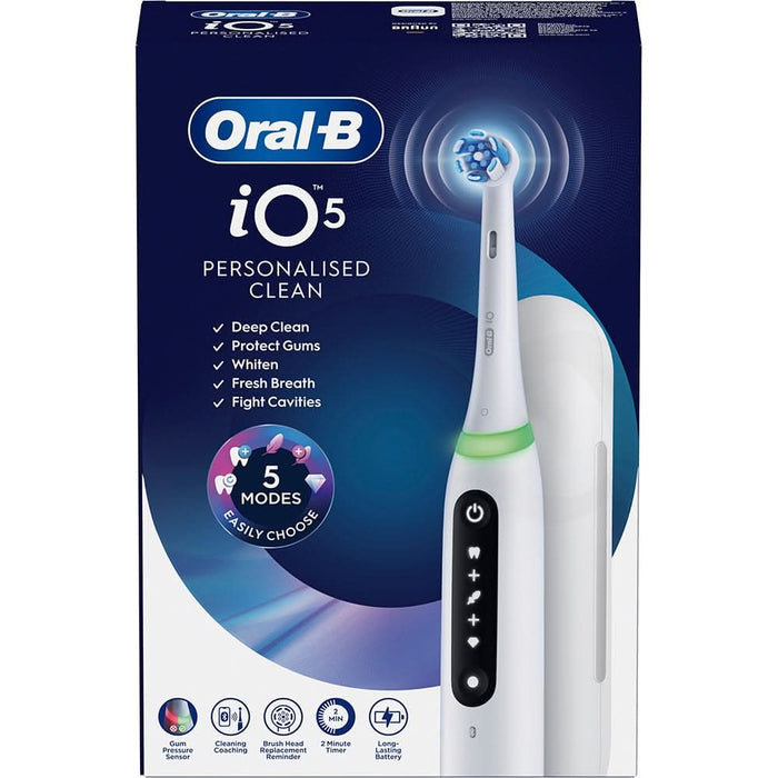 Periuta de dinti electrica ORAL-B iO5, Bluetooth, 40000 miscari/min, Curatare 3D, 5 programe, 1 capat, alb WALTI