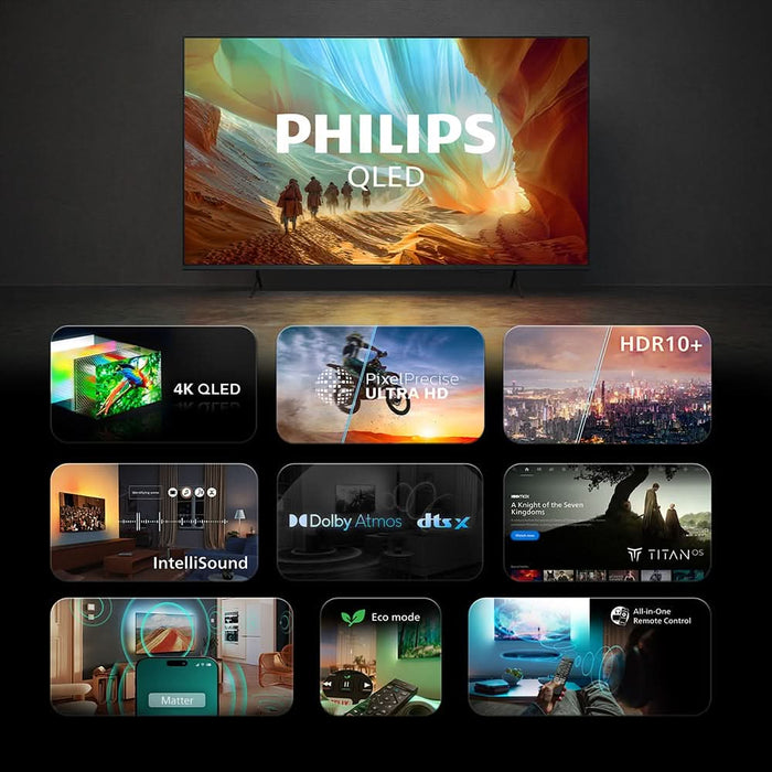Televizor QLED Smart PHILIPS 55PQS7801, Ultra HD 4K, HDR10+, 139cm - WALTI WALTI