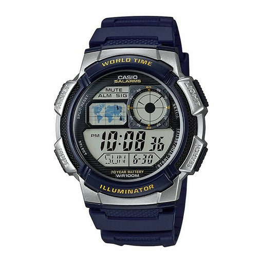 Ceas Bărbați Casio WORLD TIME ILLUMINATOR - 5 ALARMS, 10 YEAR BATTERY Negru Gri (Ø 40 mm) (Ø 43 mm) - WALTI WALTI