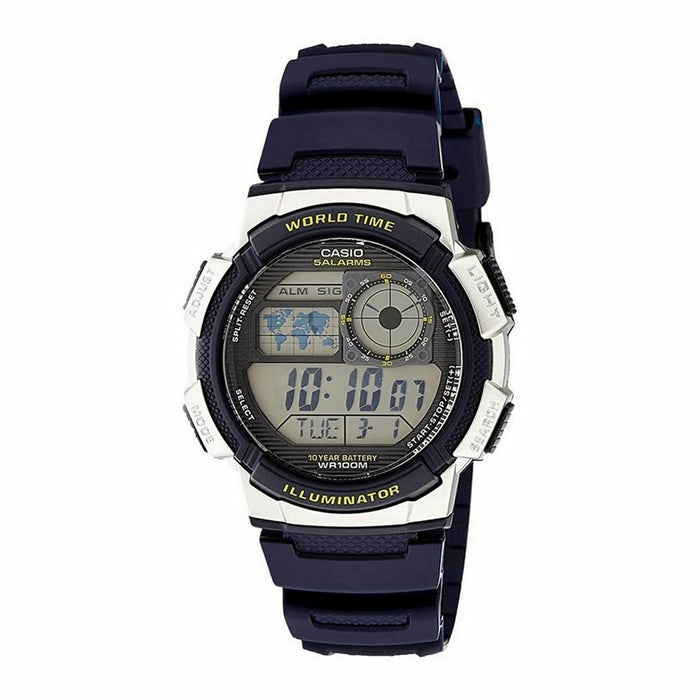 Ceas Bărbați Casio WORLD TIME ILLUMINATOR - 5 ALARMS, 10 YEAR BATTERY Negru Gri (Ø 40 mm) (Ø 43 mm) - WALTI WALTI