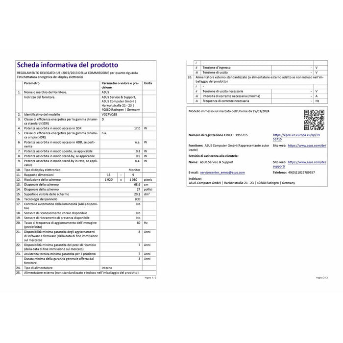 Monitor Asus 90LM0A90-B01170 27" Full HD - WALTI WALTI