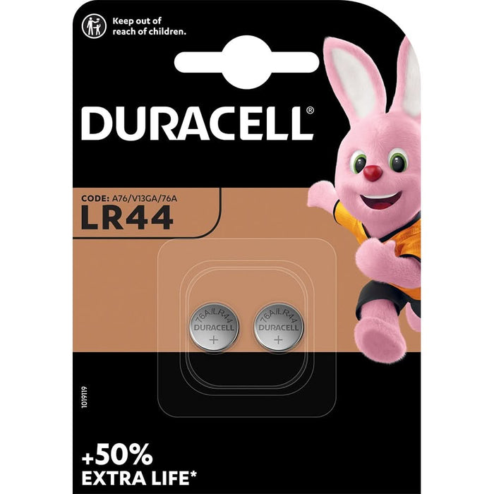 Baterii alcaline DURACELL LR44, 1.5V, 2 bucati WALTI