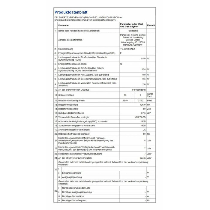 Smart TV Panasonic TV50W80AEZ   50 50" 4K Ultra HD HDR QLED - WALTI WALTI