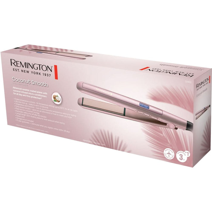 Placa de indreptat parul REMINGTON Coconut Smooth S5901, 230 grade, invelis ceramic, roz WALTI