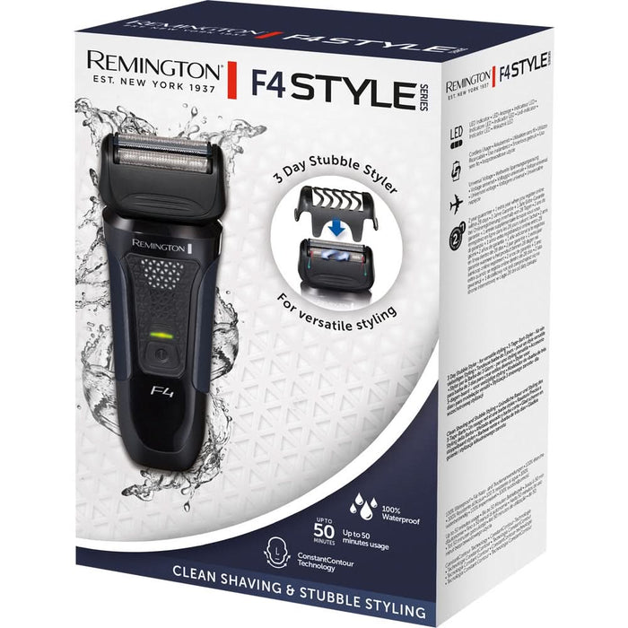 Aparat de ras REMINGTON Style Series F4 F4002, acumulator, autonomie 50 min, ConstantContour, negru-albastru WALTI