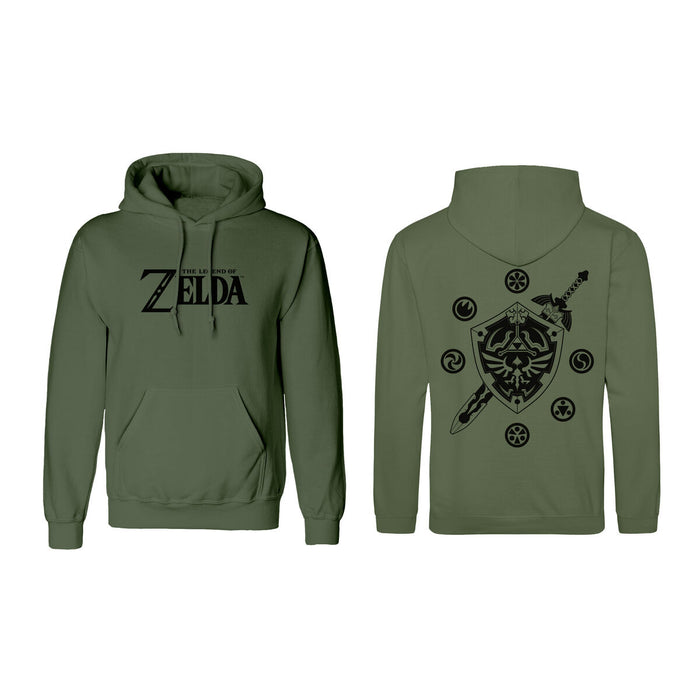 Hanorac cu Glugă Unisex The Legend of Zelda Logo and Shield Verde - WALTI WALTI