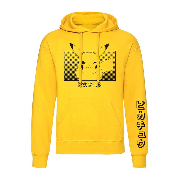 Hanorac cu Glugă Unisex Pokémon Pikachu Katakana Galben - WALTI WALTI