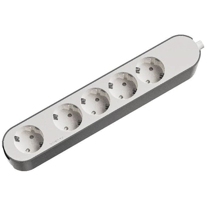 Prelungitor JACOBSEN, 4 prize Schuko, cu intrerupator, fara cablu, alb/gri WALTI