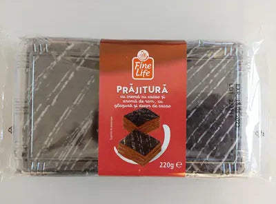 Fine Life Prajitura Crema Cacao si Aroma de Rom cu Glazura si Decor Cacao 220 g - WALTI WALTI