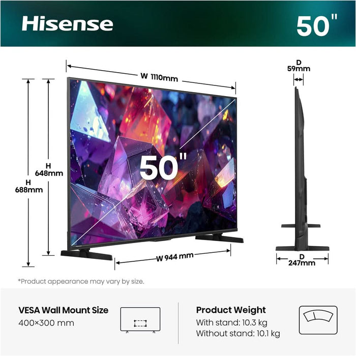 Televizor HI-QLED Smart HISENSE 50E7S PRO, Ultra HD 4K, HDR, 126cm - WALTI WALTI