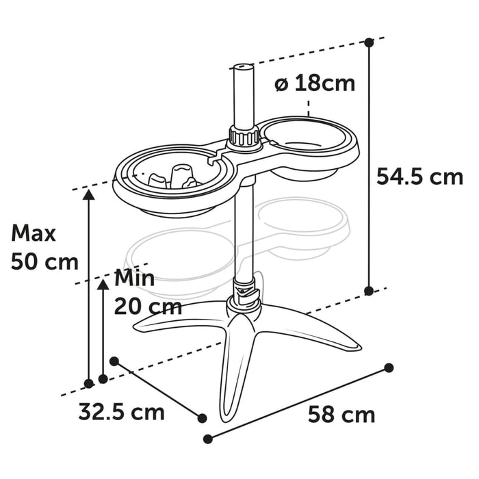 FLAMINGO Stativ bol de hrană Suvi M gri 1100 ml și 1500 ml - WALTI WALTI