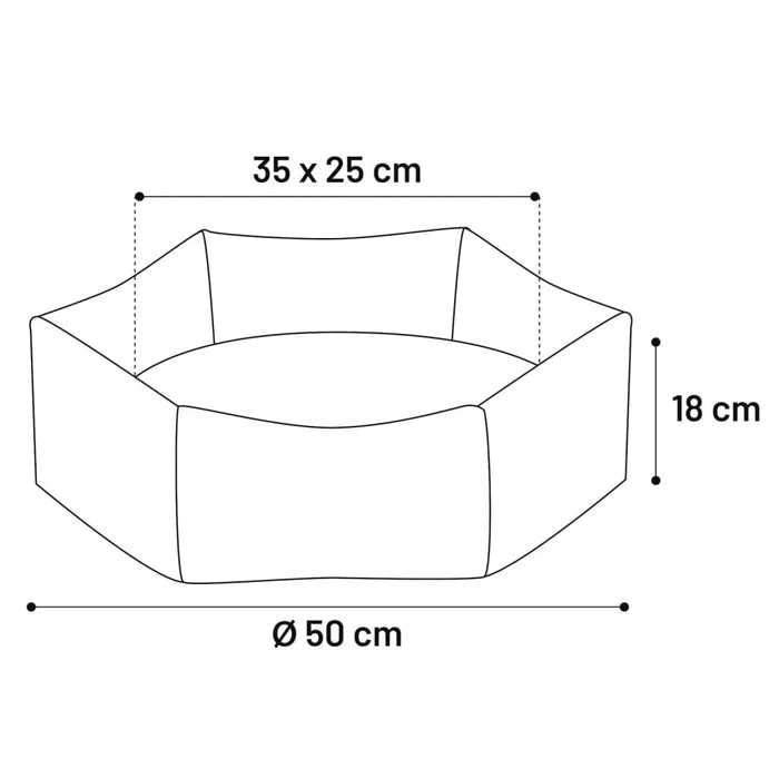 FLAMINGO Pat pt câini, fermoar, „Ziva” hexagonal 50x18 cm, cărămiziu - WALTI WALTI