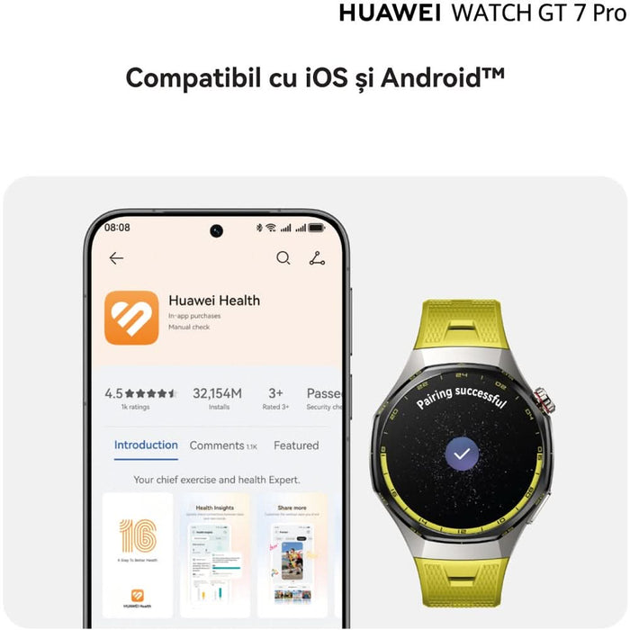 Smartwatch HUAWEI Watch GT 7 Pro, 46mm, GPS, Android/iOS, Yellow - WALTI WALTI