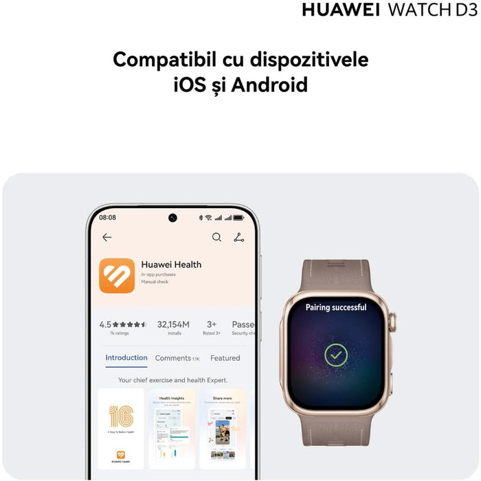 Smartwatch HUAWEI Watch D3, Android/iOS, Mocha Gold - WALTI WALTI