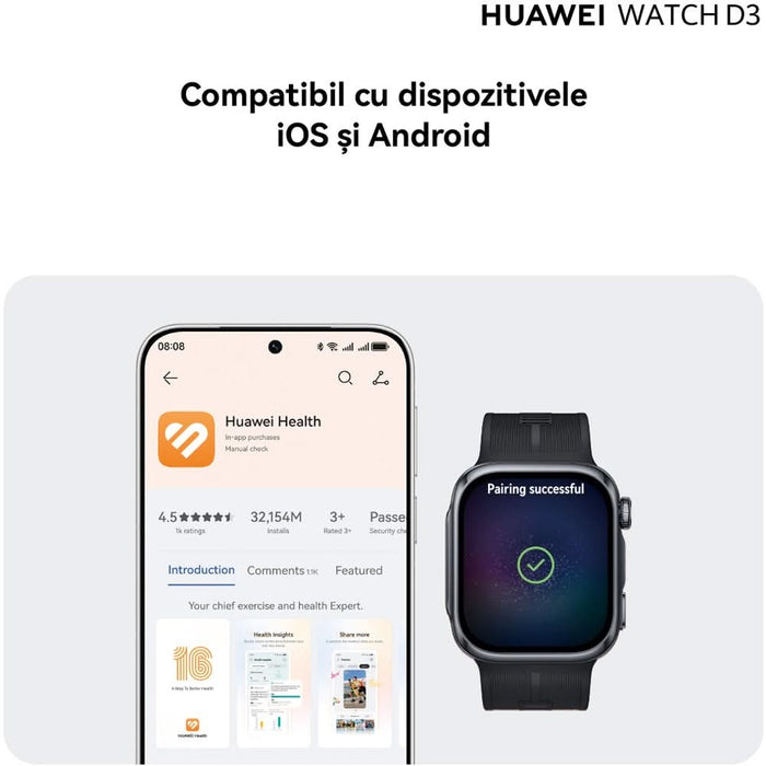 Smartwatch HUAWEI Watch D3, Android/iOS, Black - WALTI WALTI