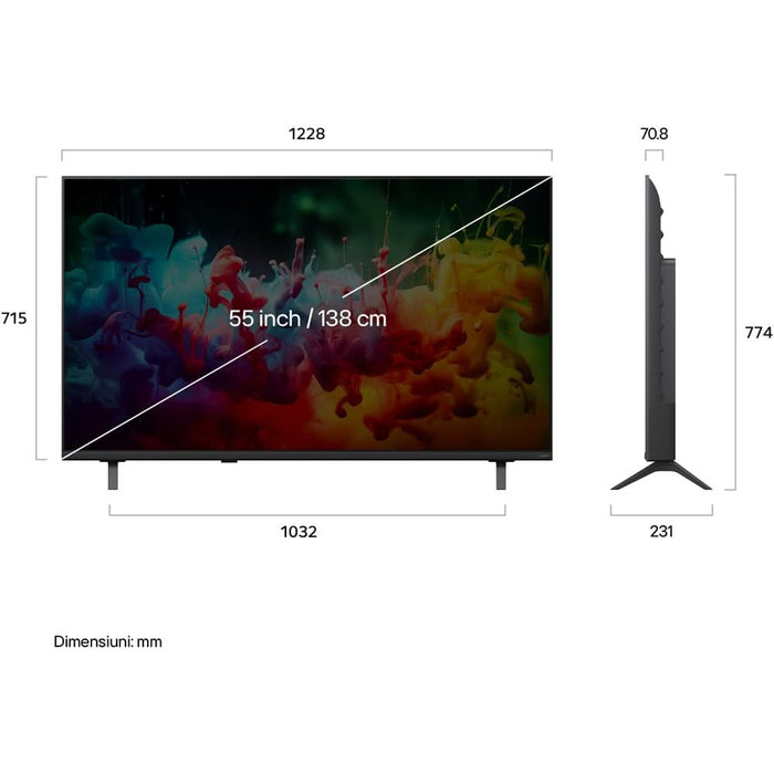 Televizor QNEDMini LEDLG 55QNED72B3B, Ultra HD 4K, 138 cm - WALTI WALTI