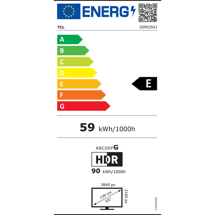 Smart TV TCL 55P635 4K Ultra HD 55" (140 cm)LED HDR HDR10 Direct-LED - WALTI