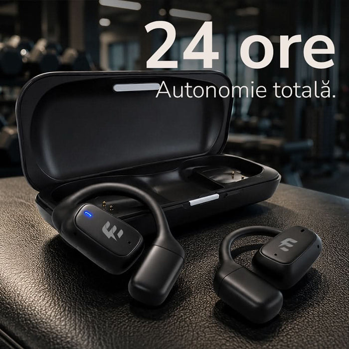 Casti E-BODA True Sound Awareness, True Wireless, Bluetooth, Open-ear, Microfon, negru WALTI