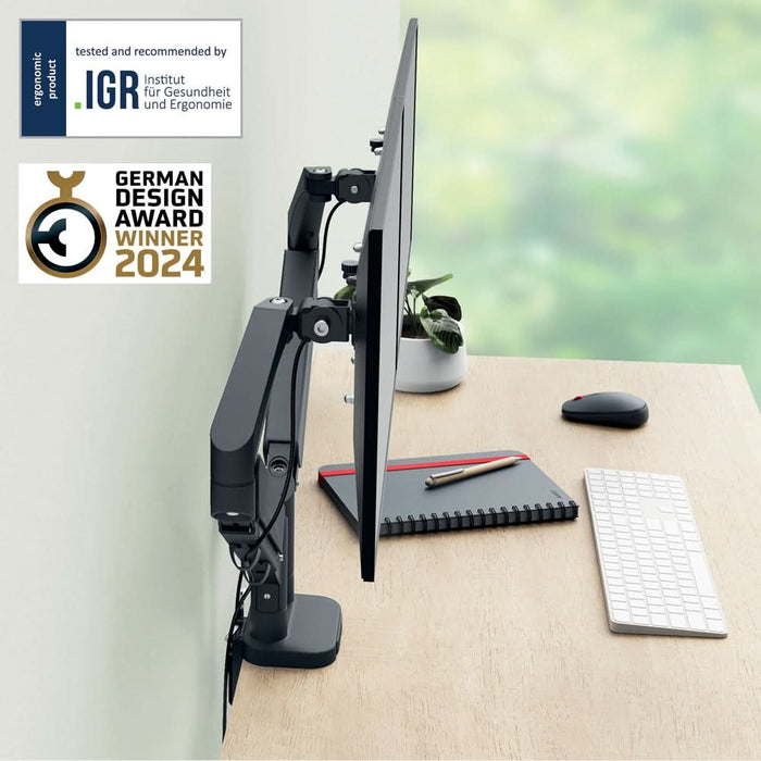 Suport monitor birou LEITZ Ergo Space Saving Dual, Reglabil, 17-32", 9Kg WALTI
