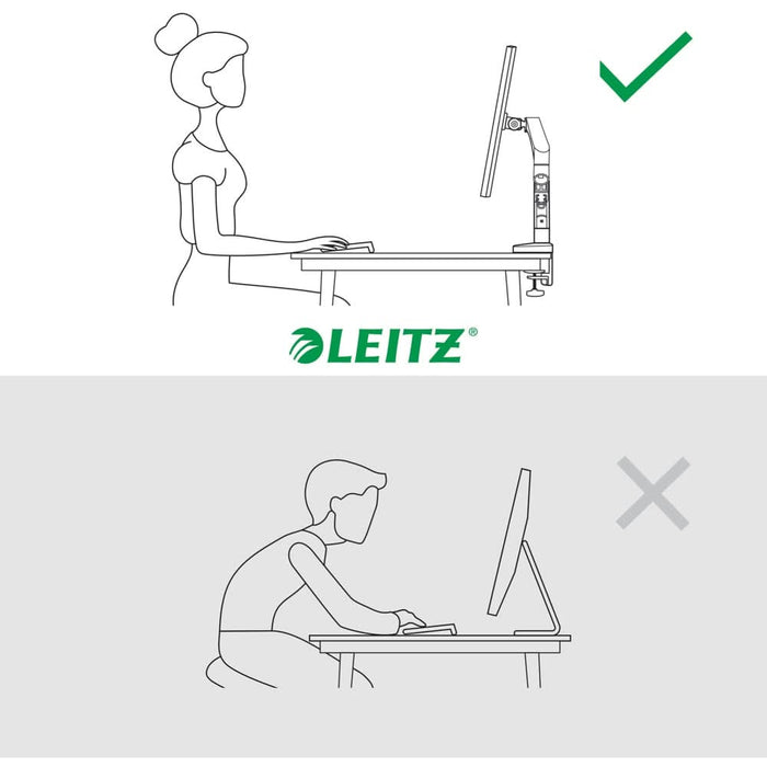 Suport monitor birou LEITZ Ergo Space Saving Dual, Reglabil, 17-32", 9Kg WALTI