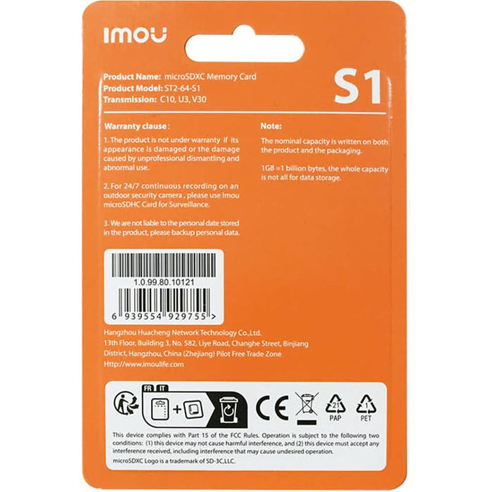 Card de memorie IMOU MicroSD, 64GB, 90MB/s, UHS-I WALTI