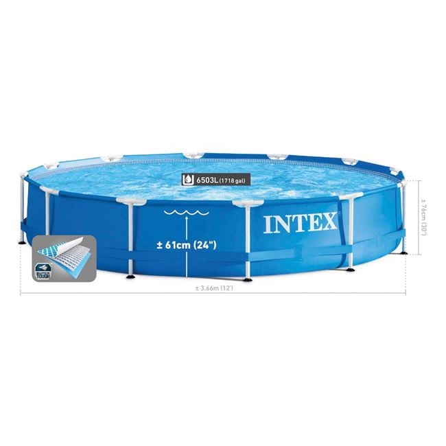 Piscină Metal Frame Intex Prism Ø3.66x0.76m cu Filtru – Rezistentă, 6500L Capacitate - WALTI WALTI