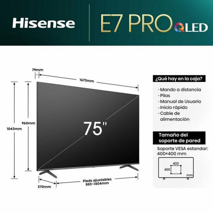 Smart TV Hisense 75E7NQ 4K Ultra HD 75" LED HDR QLED - WALTI