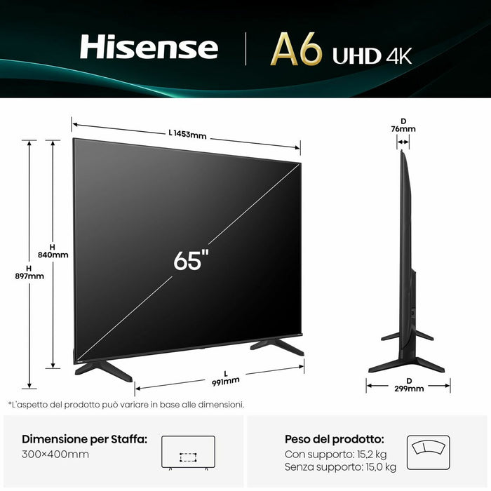 Smart TV Hisense 65A6Q 65" 4K Ultra HD LED HDR D-LED - WALTI WALTI