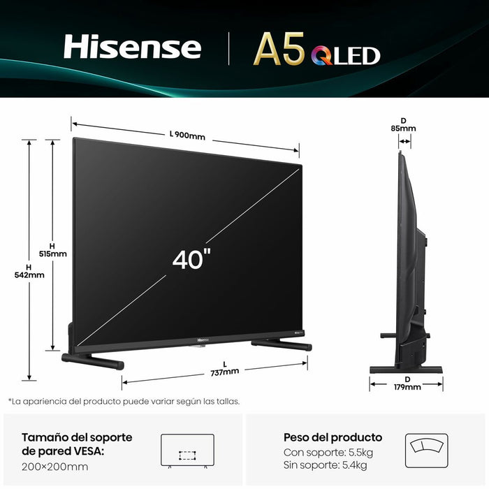 Smart TV Hisense 40A5Q 40" (102 cm)  Full HD HDR HDR10 QLED - WALTI WALTI