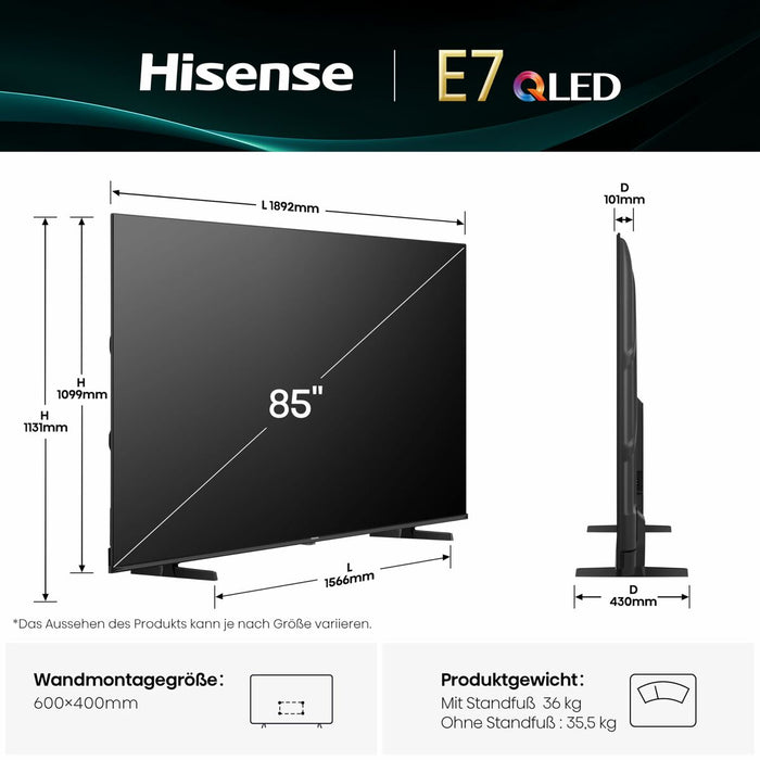 Smart TV Hisense 85E7Q        85 85" 4K Ultra HD LED HDR D-LED QLED - WALTI WALTI