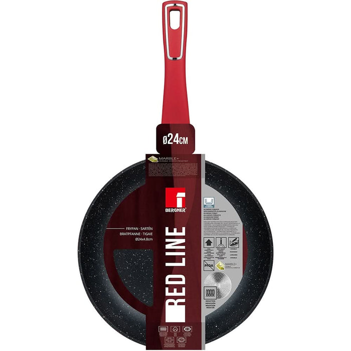 Tigaie BERGNER Red Line BG-35384-RD, 24 cm, aluminiu, rosu WALTI