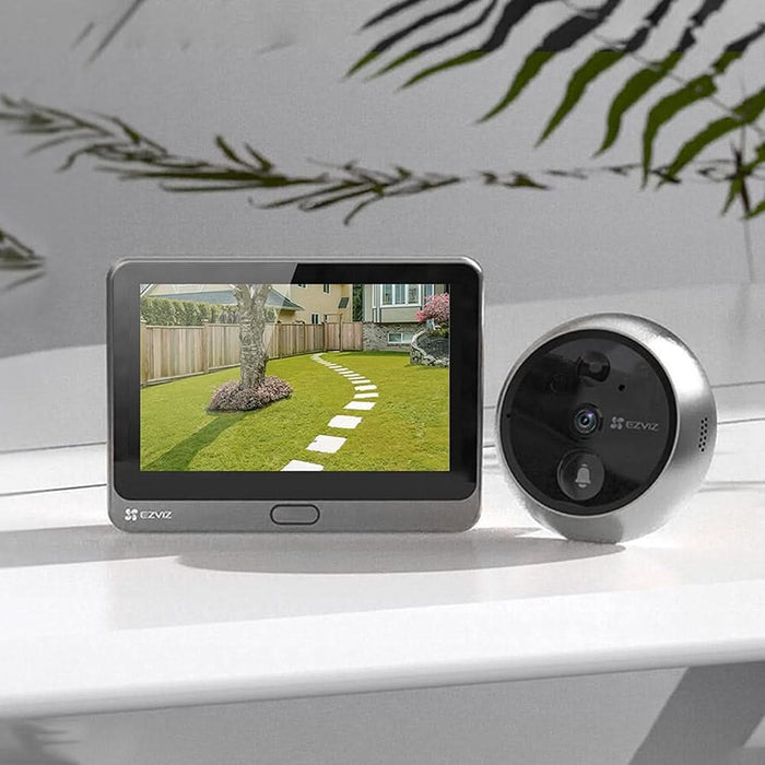 Sonerie video Wireless EZVIZ DP2C, 1080p, 4600 mAh, ecran 4,3", unghi 155, Senzor PIR/ Temperatura/Lumina, argintiu WALTI