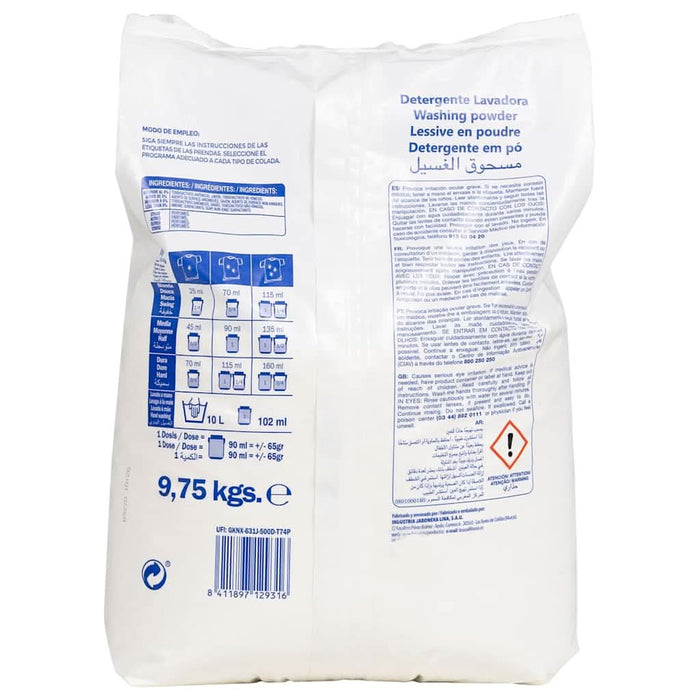 Detergent pudră de spălat, 150 de spălări, 9,75 kg, alb - WALTI WALTI