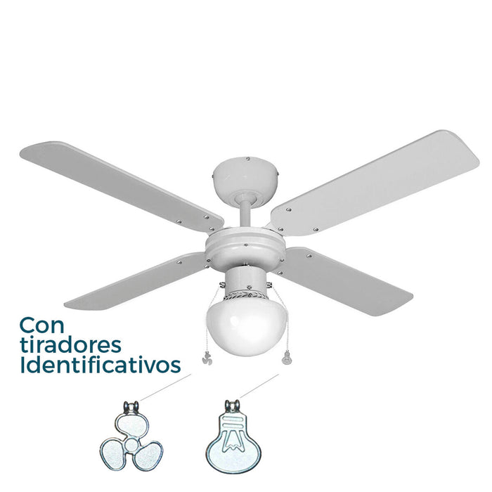 Ventilator de Tavan cu Lumină EDM 33800 Caribe Alb 50 W - WALTI WALTI
