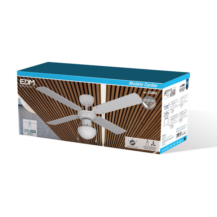 Ventilator de Tavan cu Lumină EDM 33800 Caribe Alb 50 W - WALTI WALTI